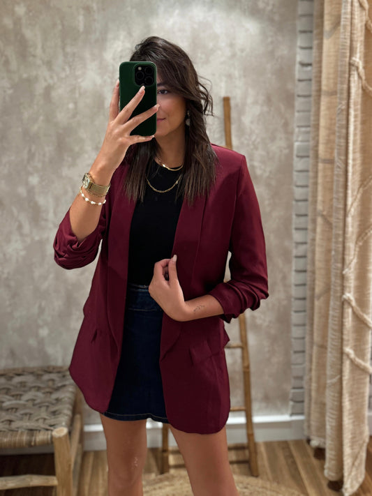 Blazer Cintado Bordô